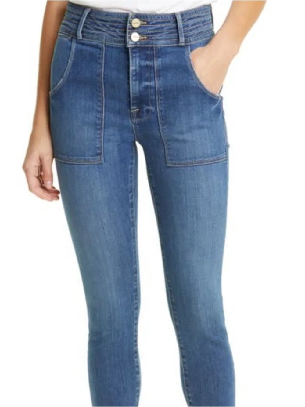 Frame Denim Crop Le High Stallion Skinny Jeans with Front Patch Pockets Size 29